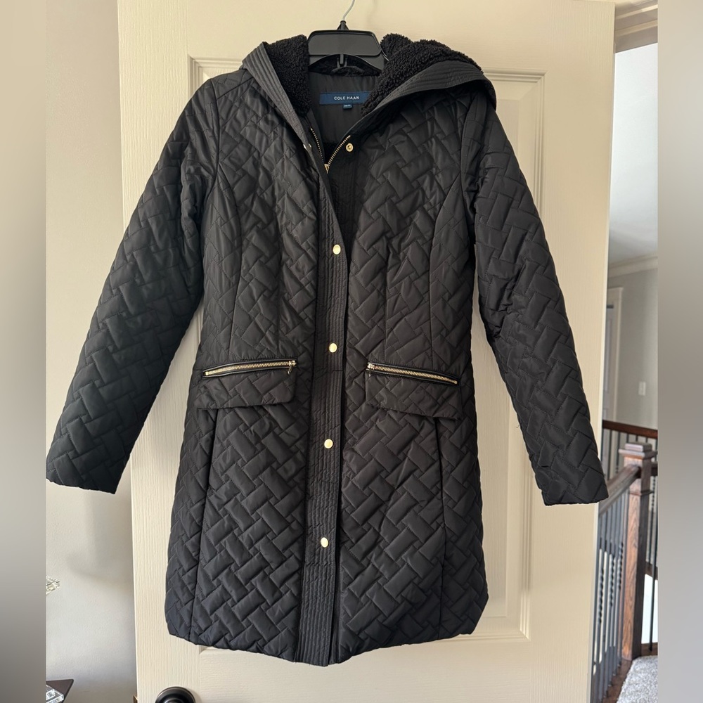 Cole Haan Black Quilted Women's Coat